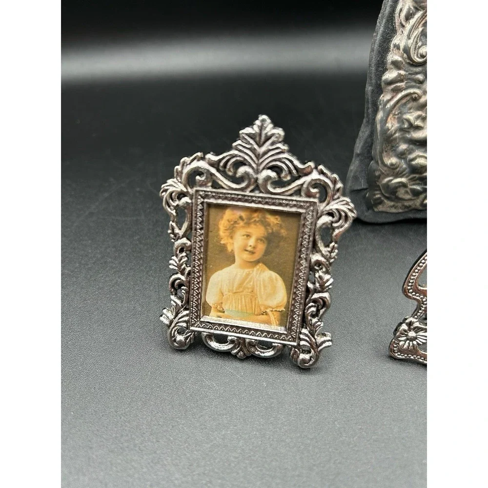 Lot Of 5 Cherub Oval Picture Frame Silver Tone Victorian Rococo Tabletop Mini